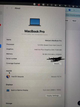 MacBook Pro 13 2019 16GB RAM Batteria Nuova