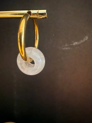 Pendientes Aro Bañados en Oro y Cuarzo Rosa