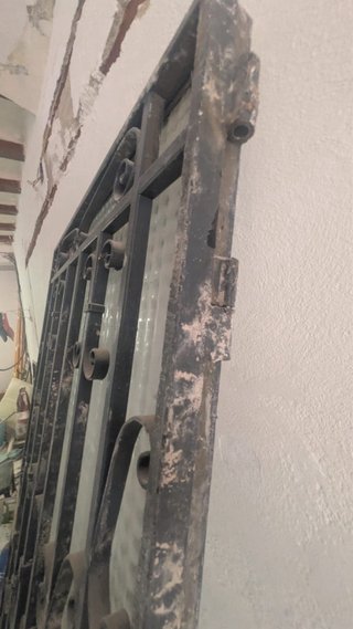 Puerta de forja con cristal 96x200