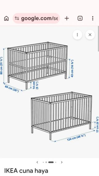 Cuna Ikea madera de haya + colchón.