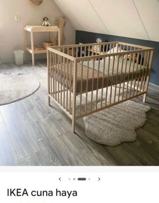 Cuna Ikea madera de haya + colchón.