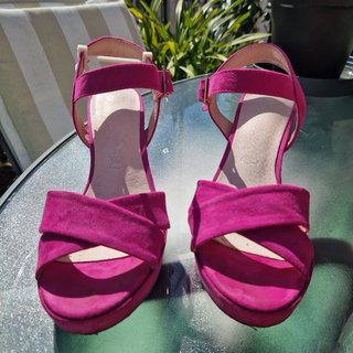 Sandalias Fucsia Tacon Plataforma