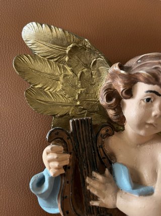 Angelito pintado a mano con lira