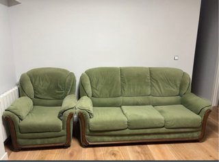Sofá y sillón verde   Negociable