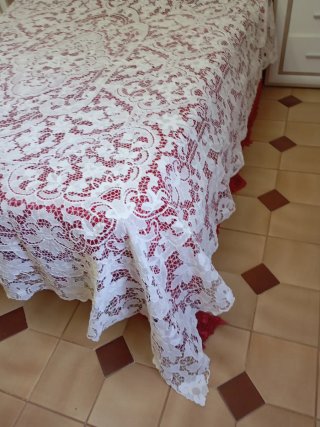 Colcha Veneciana Encaje Blanca nueva artesanal