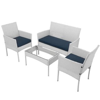 Set Salotto Completo Divano Poltrone Tavolino Poly Rattan