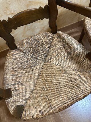 2 Sedie Vintage in Rattan e Legno