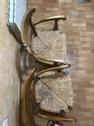 2 Sedie Vintage in Rattan e Legno