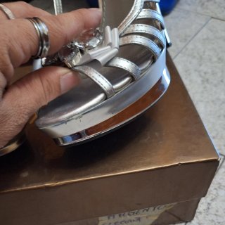 Sandali donna tacco argento n.37