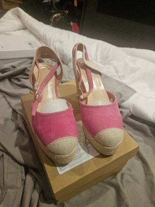 Cuñas de esparto rosas y beige