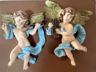 Pareja Angelitos Pintados a Mano