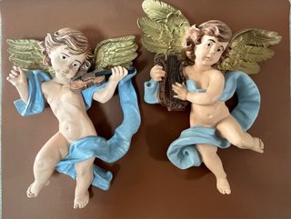 Pareja Angelitos Pintados a Mano