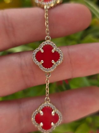 Bracciale argento placcato oro con pietre rosse