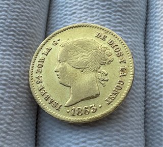 Moneta d'oro 2 Pesos Filippine 1863