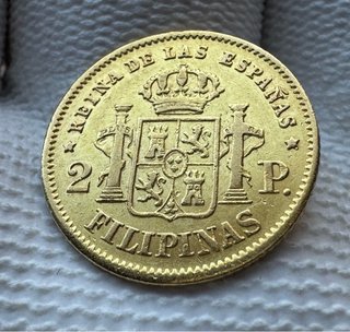 Moneta d'oro 2 Pesos Filippine 1863