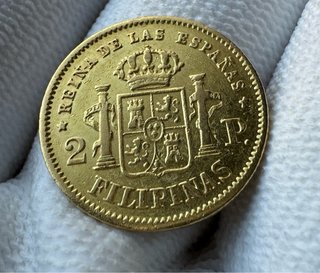 Moneta d'oro 2 Pesos Filippine 1863