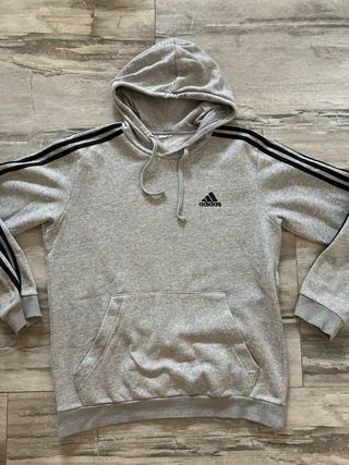 Sudadera Adidas Gris con Rayas Negras