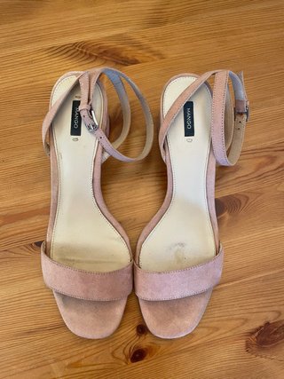 Sandalias Mango tacón bajo rosa