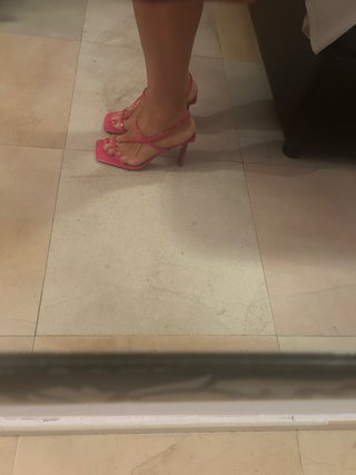 Sandalias Zara tiras fucsia tacón 10 cm