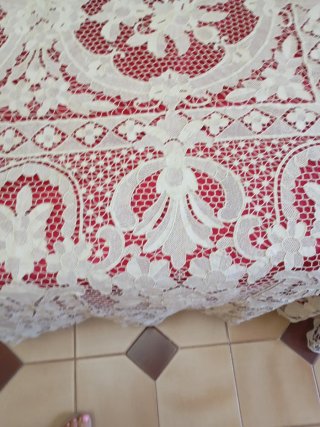 Colcha encaje aguja veneciana hecha a mano