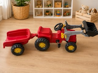 TRATOR DE NIÑOS ROLLY TOYS CON PALA Y REMOLQUE