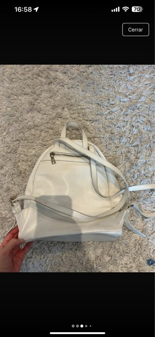 Mochila Moschino Blanca con Logo Dorado