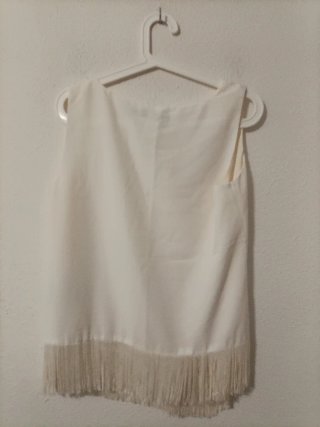 Top Lauren Ralph Lauren blanco con flecos