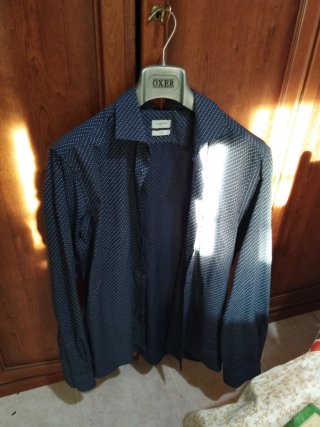 Camicia Rumford a fiorellini blu