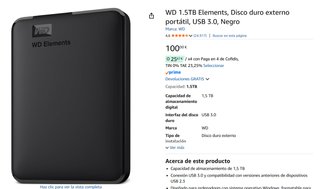 Disco Duro Externo 1.5TB WD Elements o cambio