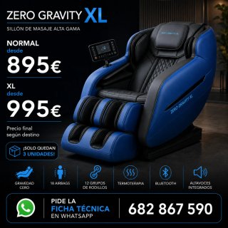 Sillón Masaje Zero Gravity XL Azul/Negro