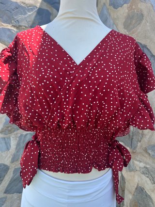 Blusa Shein Curve Granate Lunares XL
