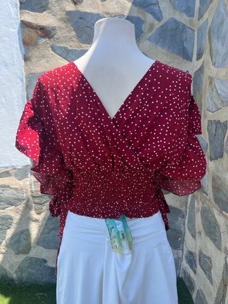 Blusa Shein Curve Granate Lunares XL