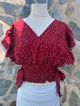 Blusa Shein Curve Granate Lunares XL