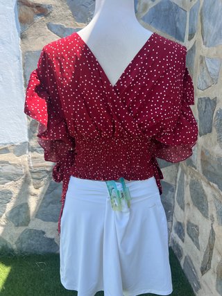 Blusa Shein Curve Granate Lunares XL
