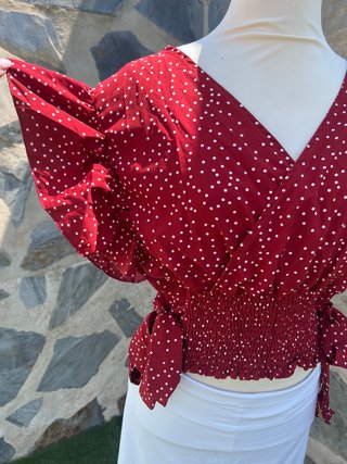 Blusa Shein Curve Granate Lunares XL