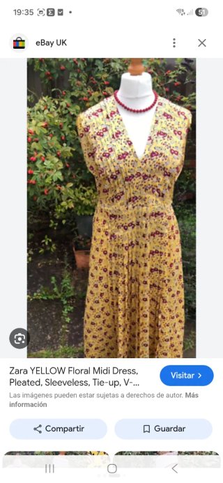 Vestido Midi Zara Amarillo Talla S