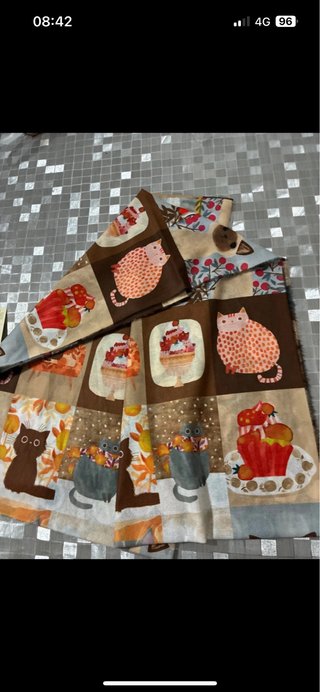 Foulard con stampa gatti e dolci