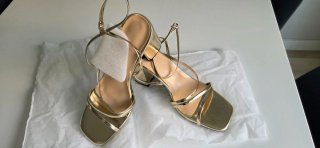 Sandalias de fiesta dorados mujer