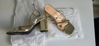 Sandalias de fiesta dorados mujer