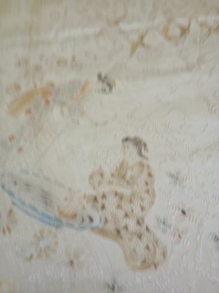 Colcha japonesa seda geishas aves cigüeñas