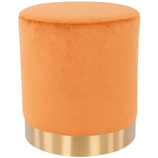 Pouf Poggiapiedi in Velluto Terracotta Struttura Legno