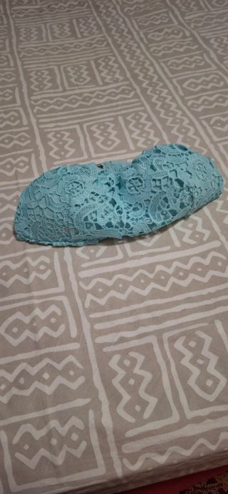 Top turquesa encaje sin tirantes