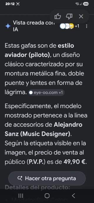 Gafas Aviador Polarizadas Alejandro Sanz Rojas