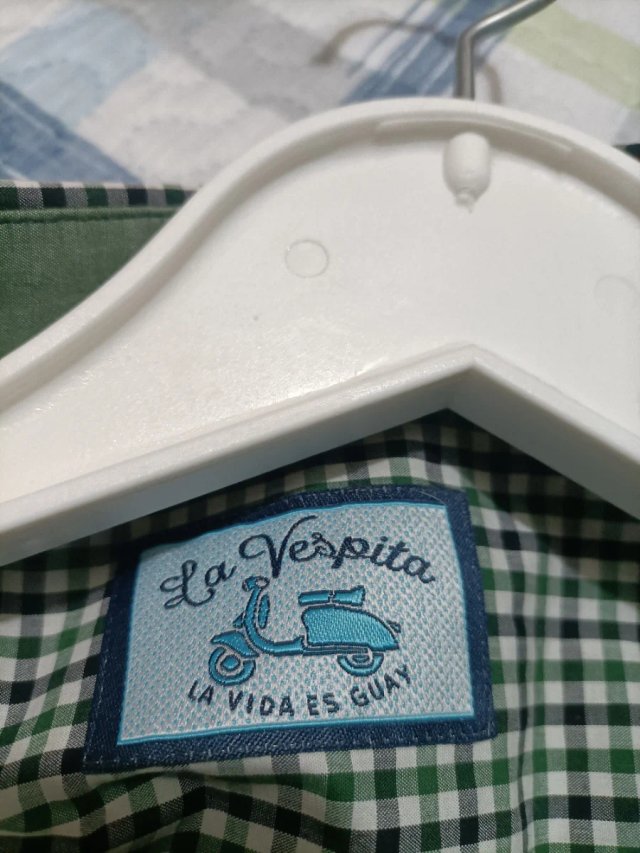Camisa La Vespita Cuadros Verde Talla XL