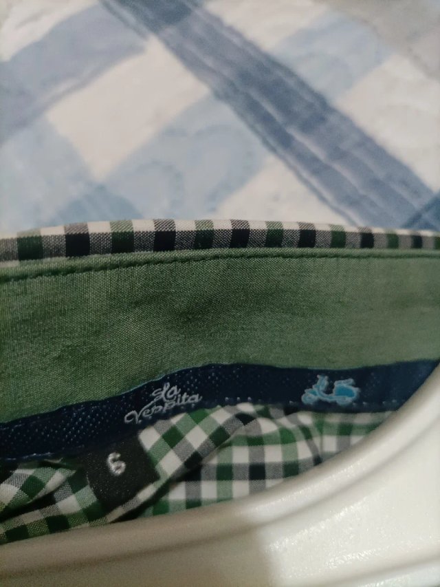 Camisa La Vespita Cuadros Verde Talla XL