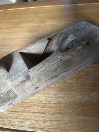 Cepillo de carpintero antiguo madera 22 cm c.1880-
