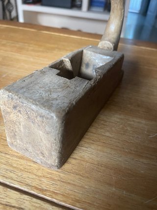 Cepillo de carpintero antiguo madera 22 cm c.1880-