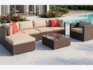 Conjunto Sofá Rattan Terraza Jardín Nuevo