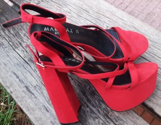 Sandalias Marypaz Terciopelo Rojo Talla 39