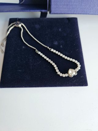 Pulsera Swarovski Corazón Ajustable Plata